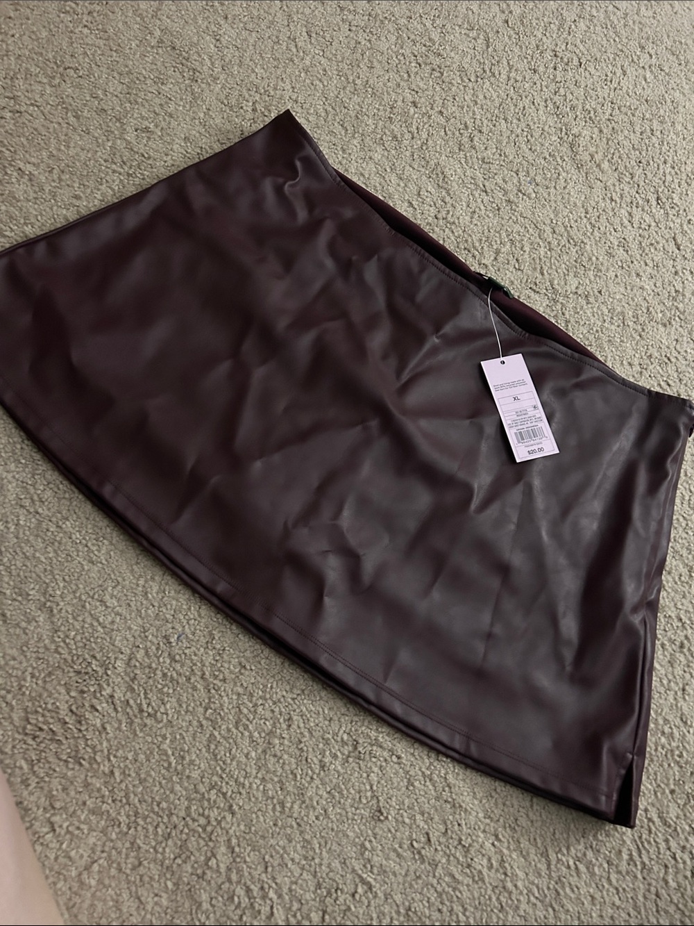 Faux Leather Mini Skirt in Deep Burgundy